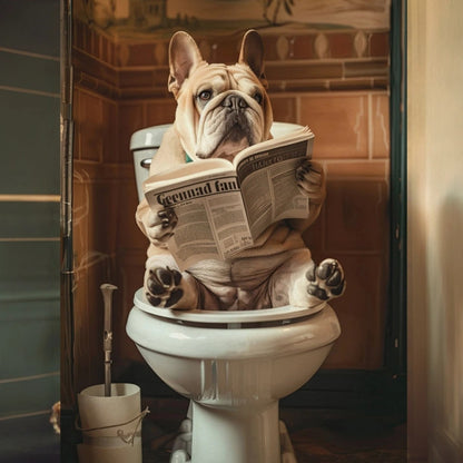 Pet Reading On Toilet Unframed Canvas Print