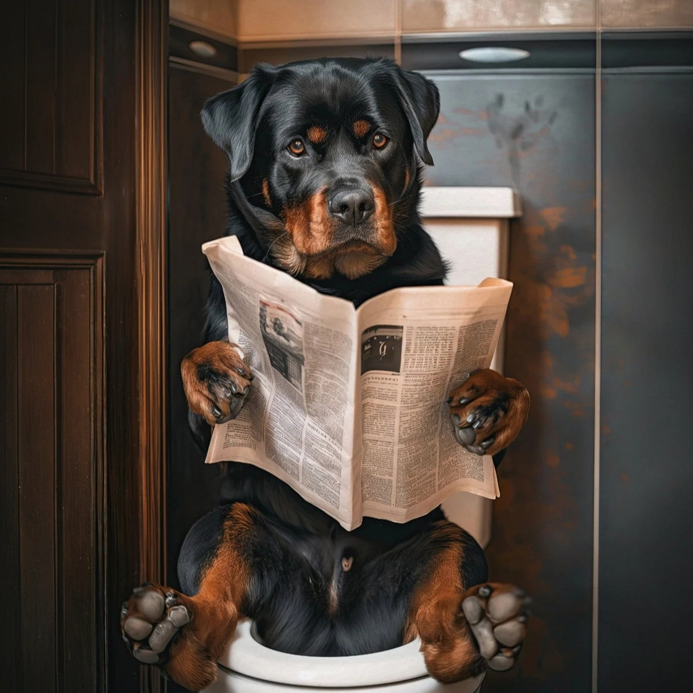 Pet Reading On Toilet Unframed Canvas Print