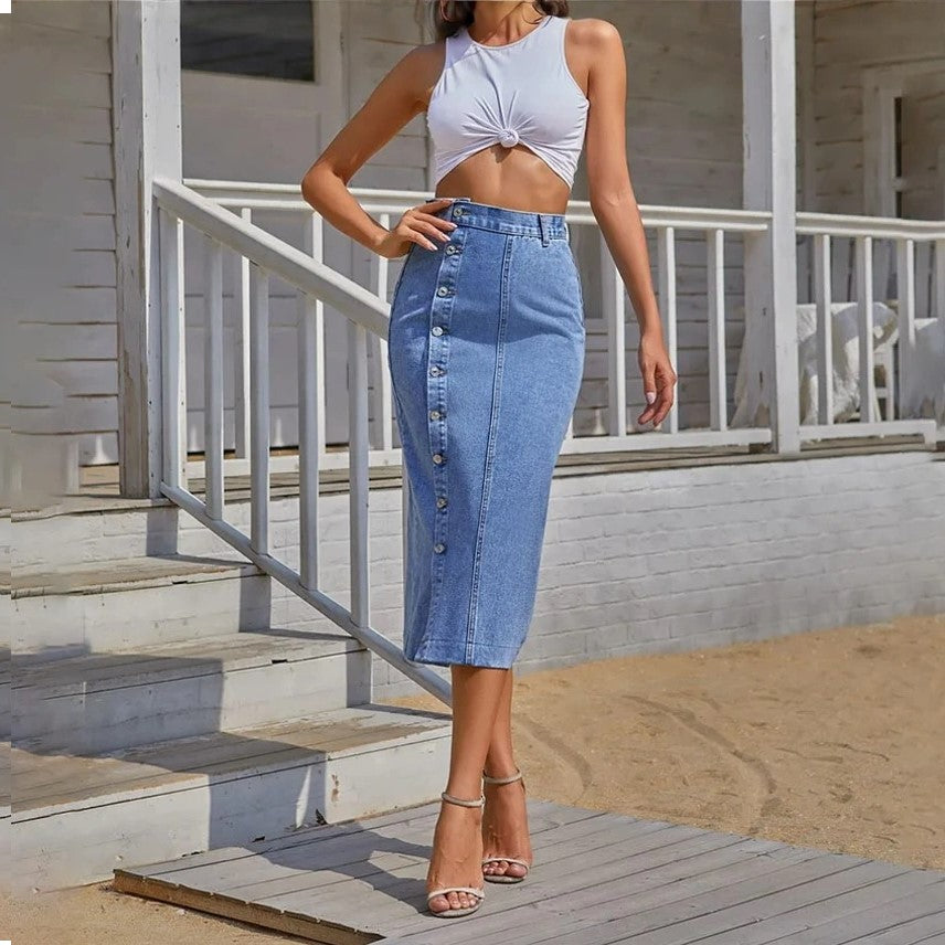 Lyla Denim Button-Up Skirt