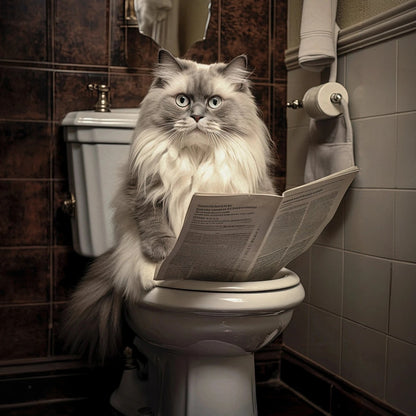 Pet Reading On Toilet Unframed Canvas Print