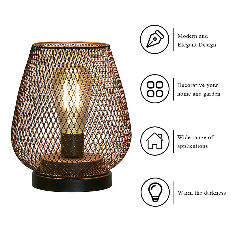 Metal Hollow Cage LED Candle Lamp Set