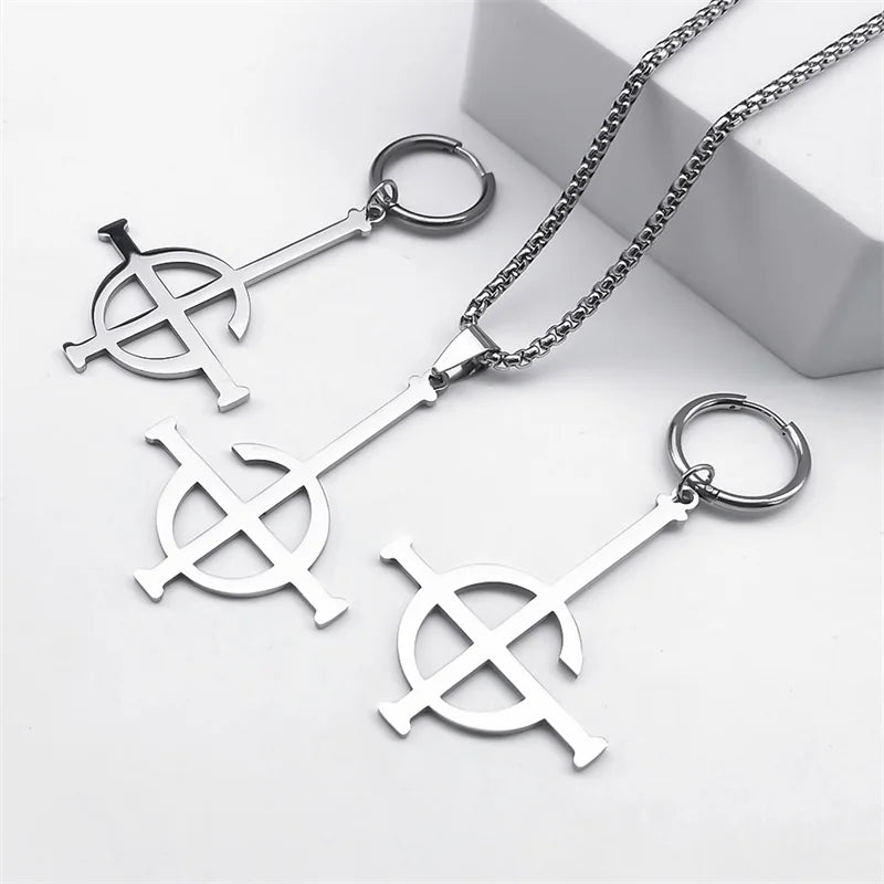 Rock Band Necklace Earring Ring Set