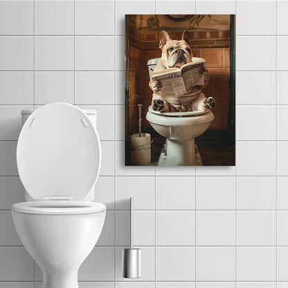 Pet Reading On Toilet Unframed Canvas Print