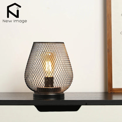 Metal Hollow Cage LED Candle Lamp Set