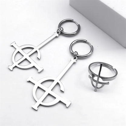 Rock Band Necklace Earring Ring Set