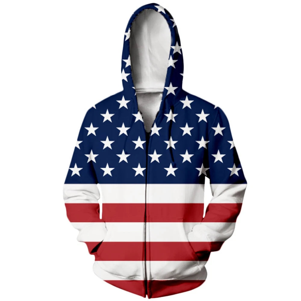 4th of July USA Flag Hoodie Sweatshirt