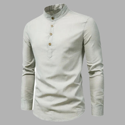 Maverick Collarless Half-Buttoned