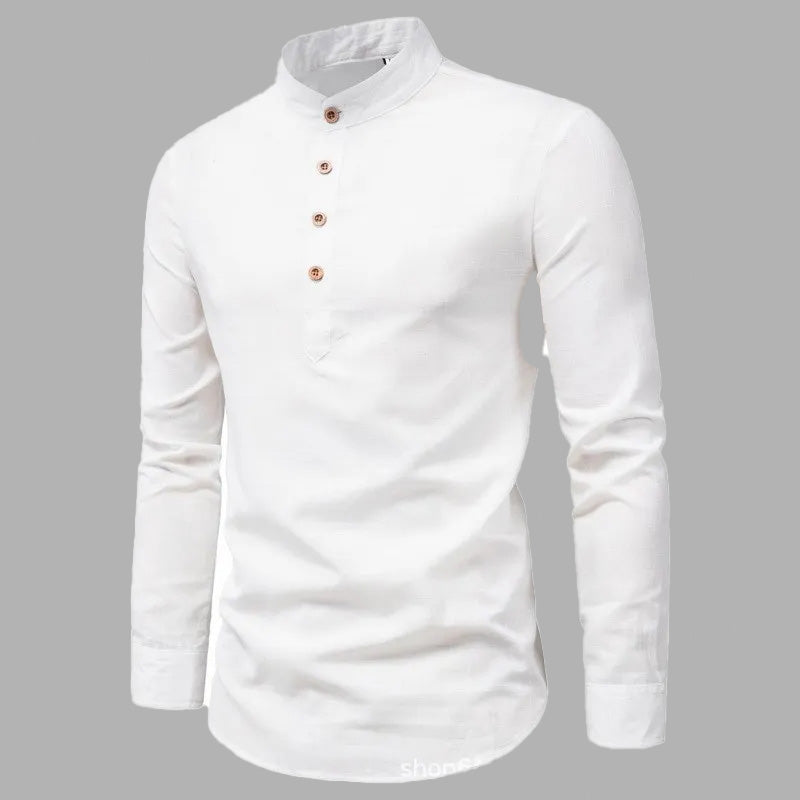 Maverick Collarless Half-Buttoned